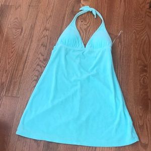 Aqua terrycloth beach cover up or summer dress. M
